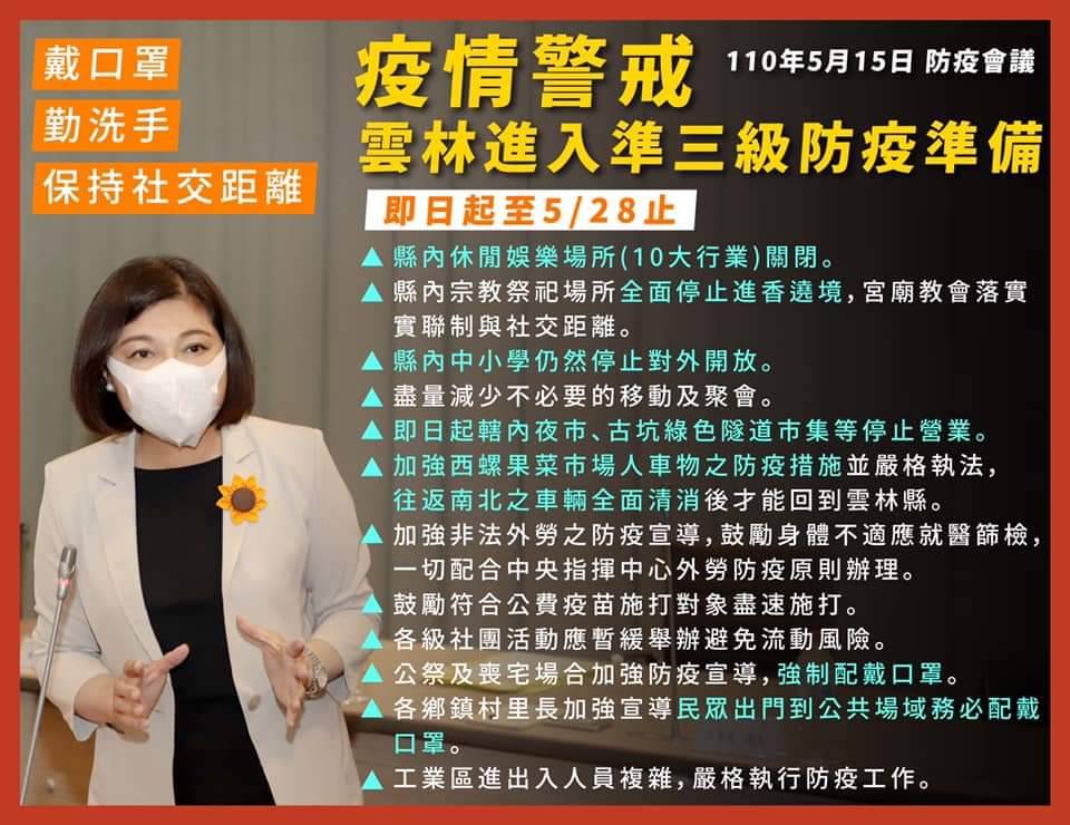 疫情警戒雲林進入準三級防疫準備